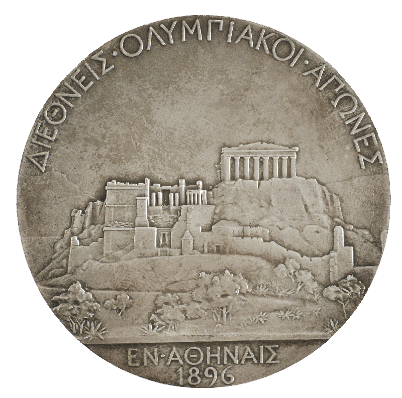 Médaille des vainqueurs des Jeux olympiques de 1896, dessinée par le graveur J.-C. Chaplain, Musée Numismatique