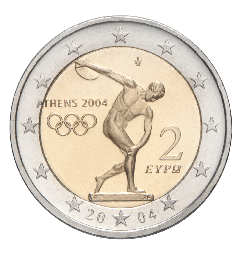 Pièce commémorative de 2 € pour les Jeux olympiques de 2004 à Athènes, Banque de Grèce