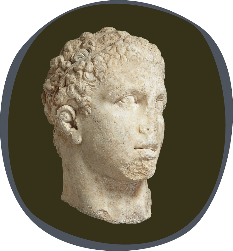 Marble head of a heroized athlete in the type of Heracles