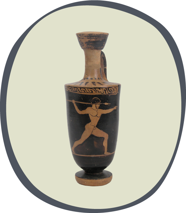 Attic red-figure lekythos with representation of a javelin thrower