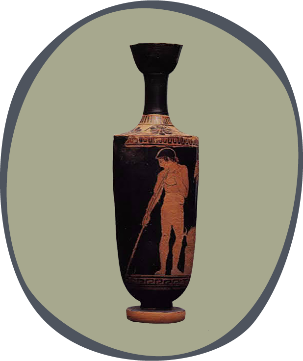 Attic red-figure lekythos with representation of a javelin thrower