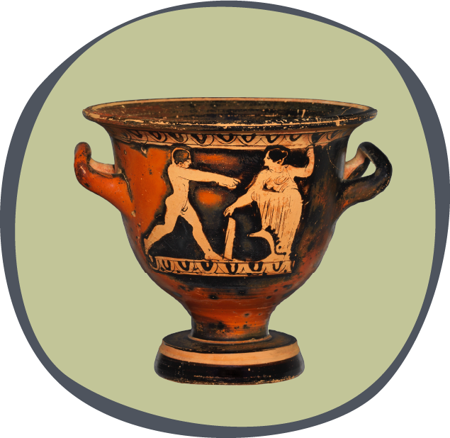 Attic red-figure miniature bell-krater with depiction of an athlete