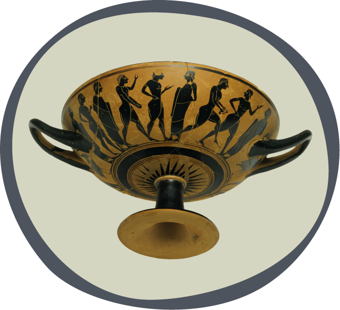 Kylix attique à figures noires avec représentation d’athlètes