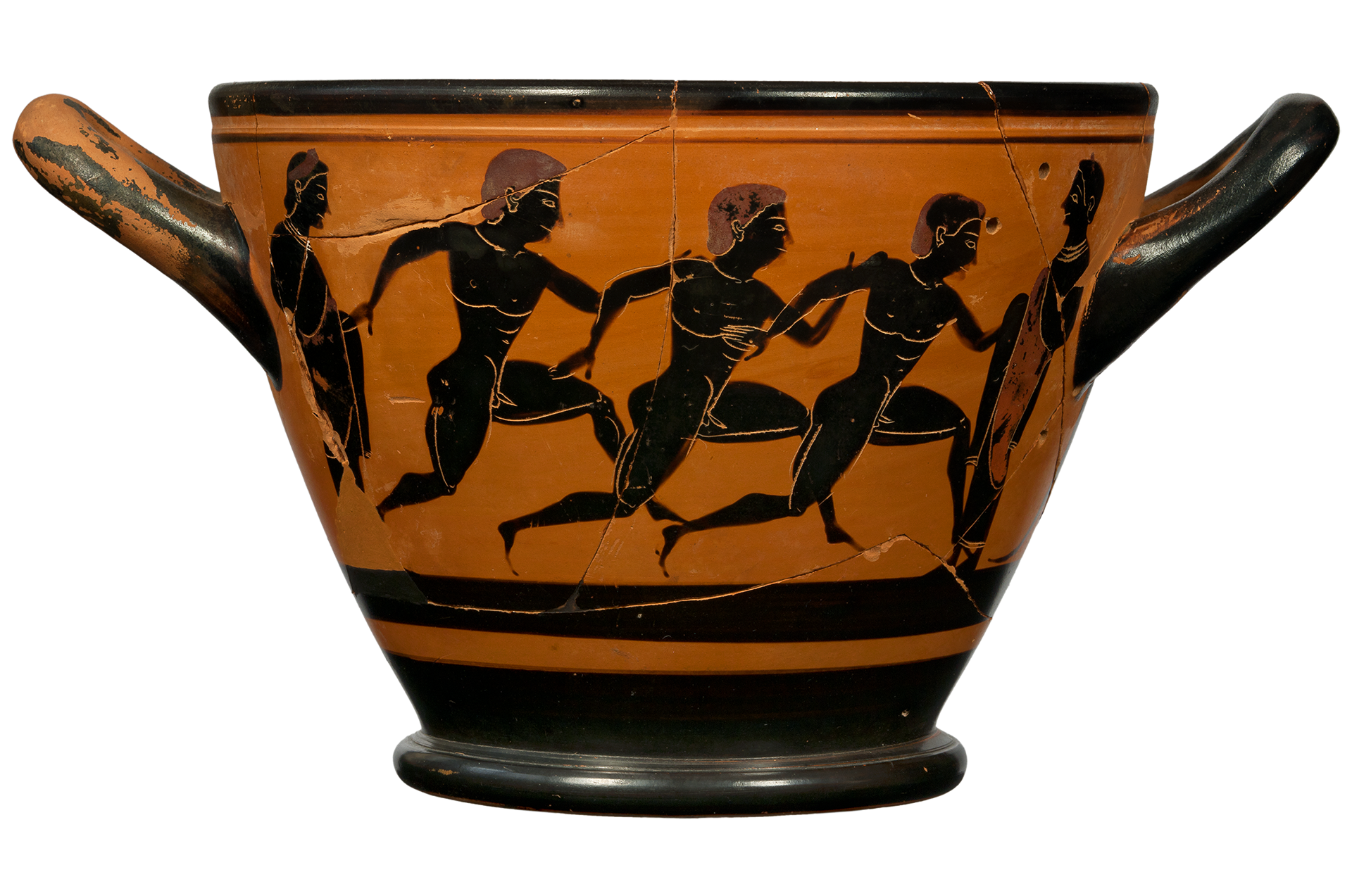 Attic black-figure skyphos depicting runners