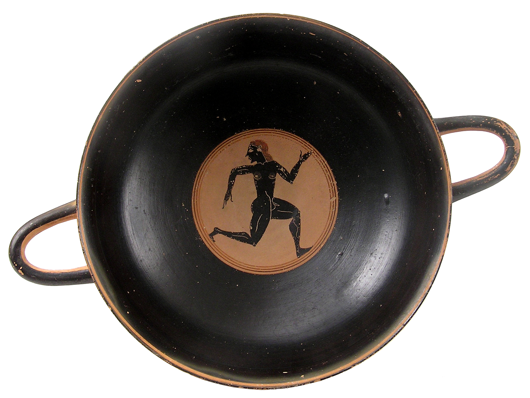 Kylix attique à figures noires représentant un coureur