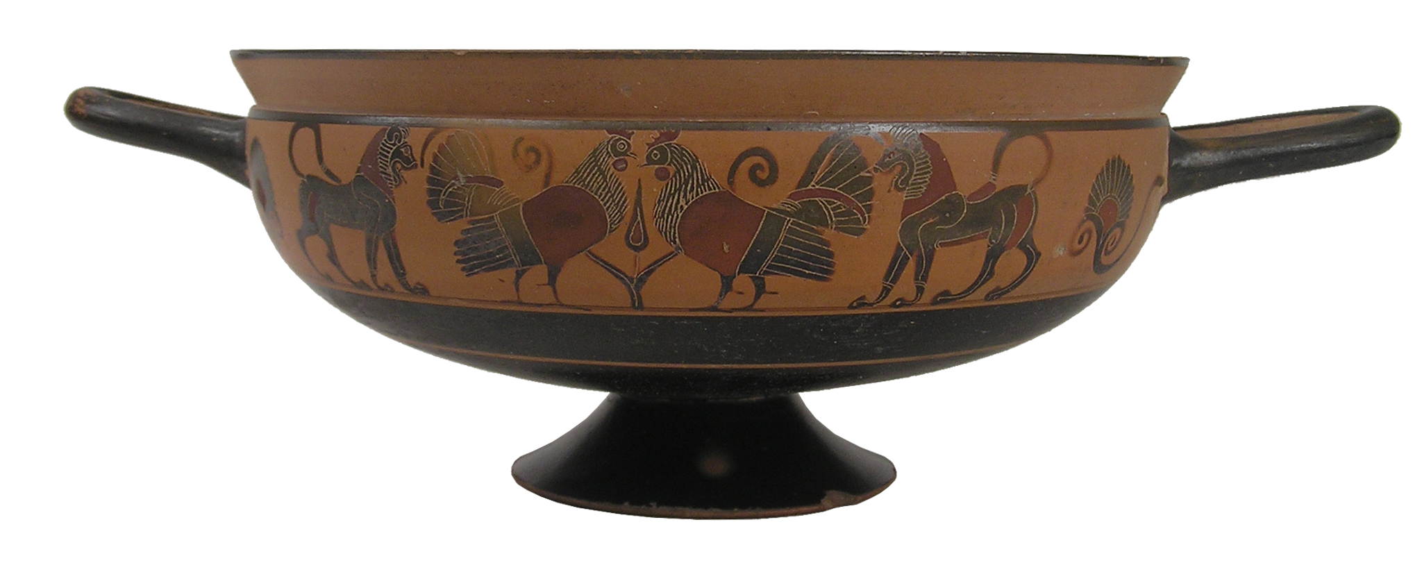 Kylix attique à figures noires représentant un coureur