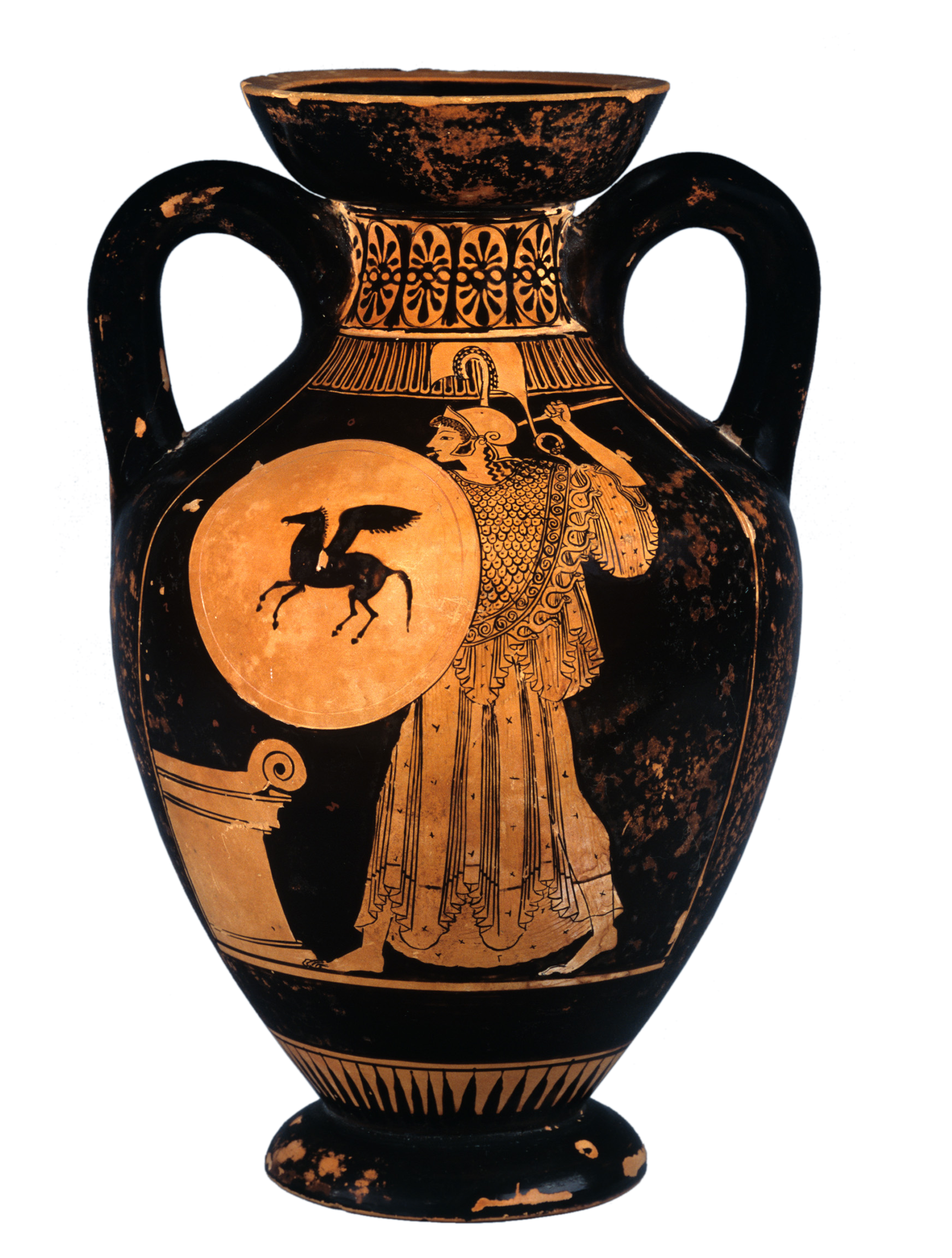 Small red-figure amphora of panathenaic shape depicting Athena Promachos and a boxing contest