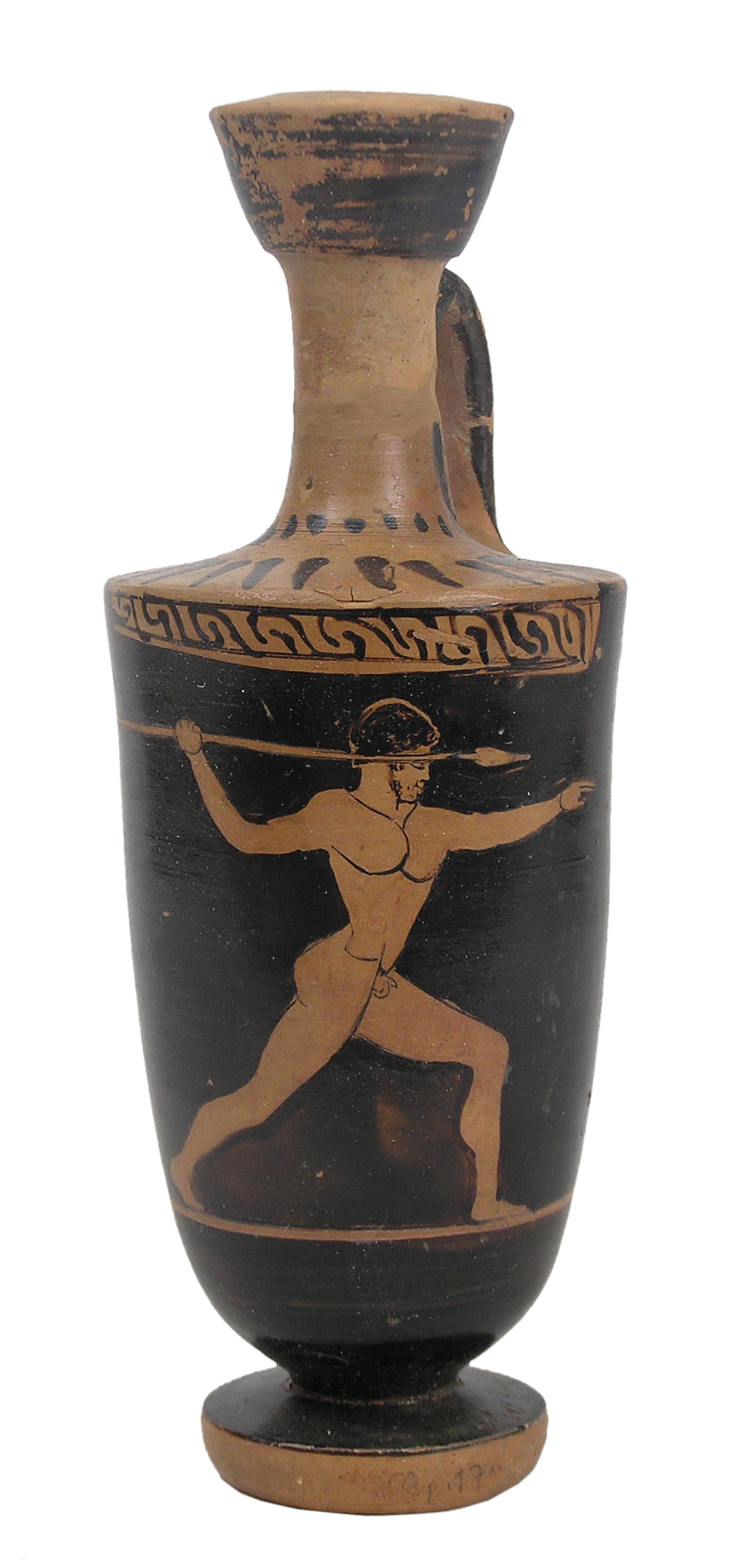 Attic red-figure lekythos with representation of a javelin thrower