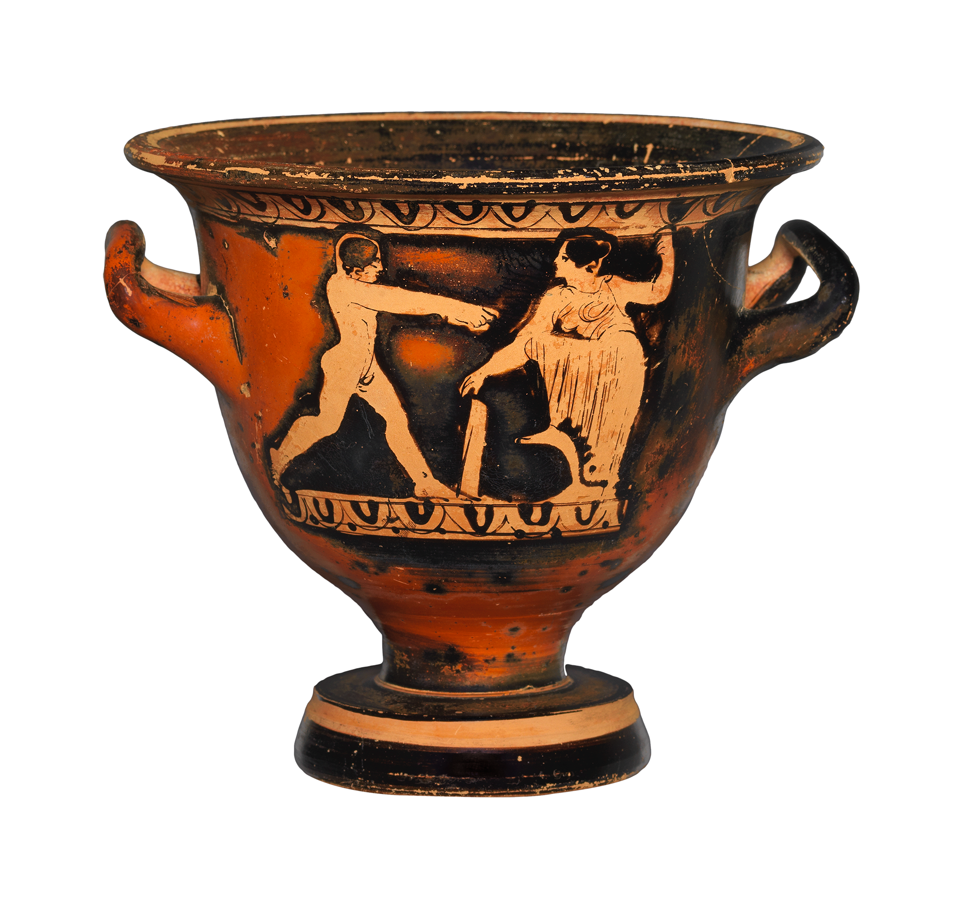 Attic red-figure miniature bell-krater with depiction of an athlete