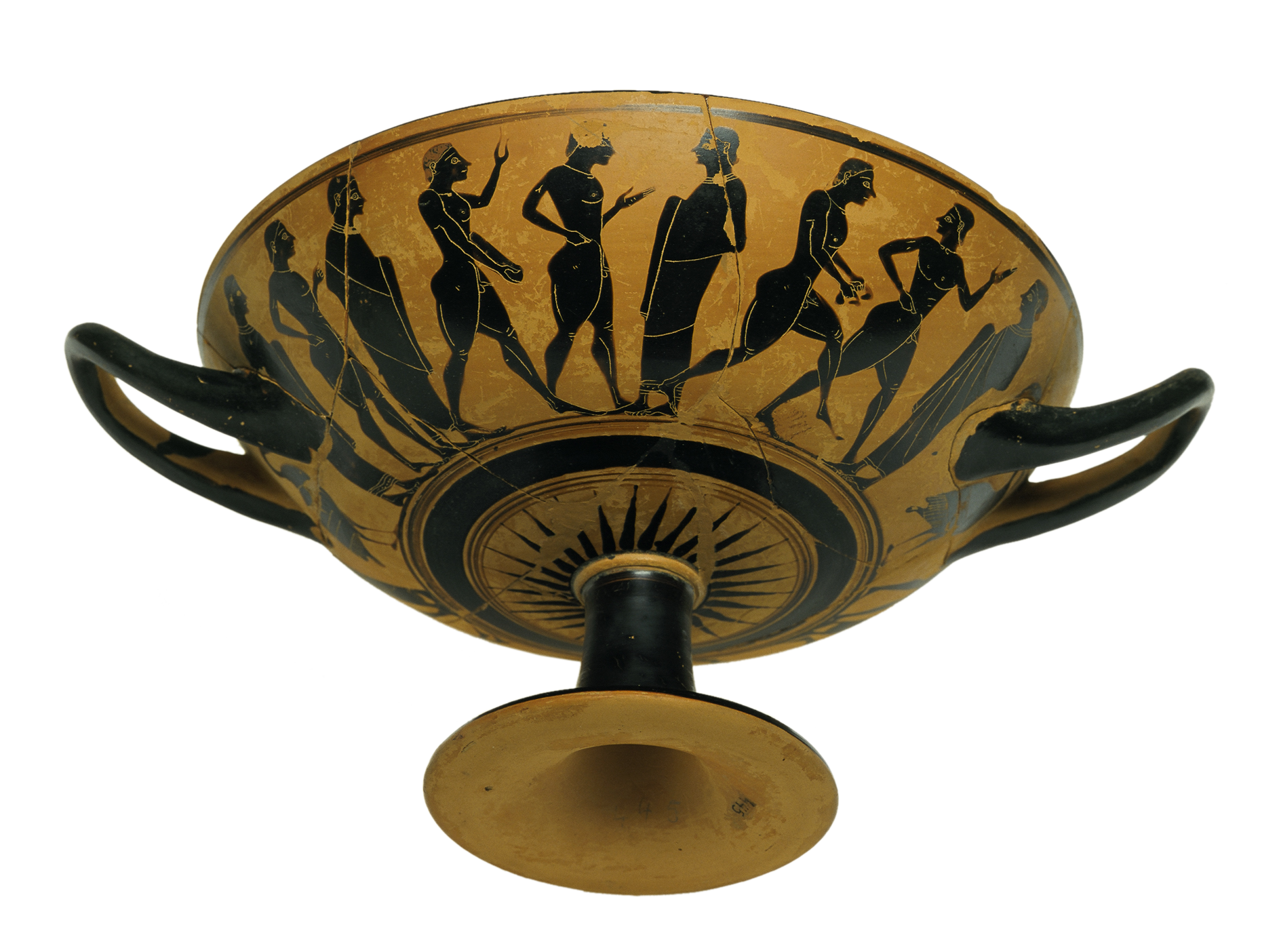 Kylix attique à figures noires avec représentation d’athlètes