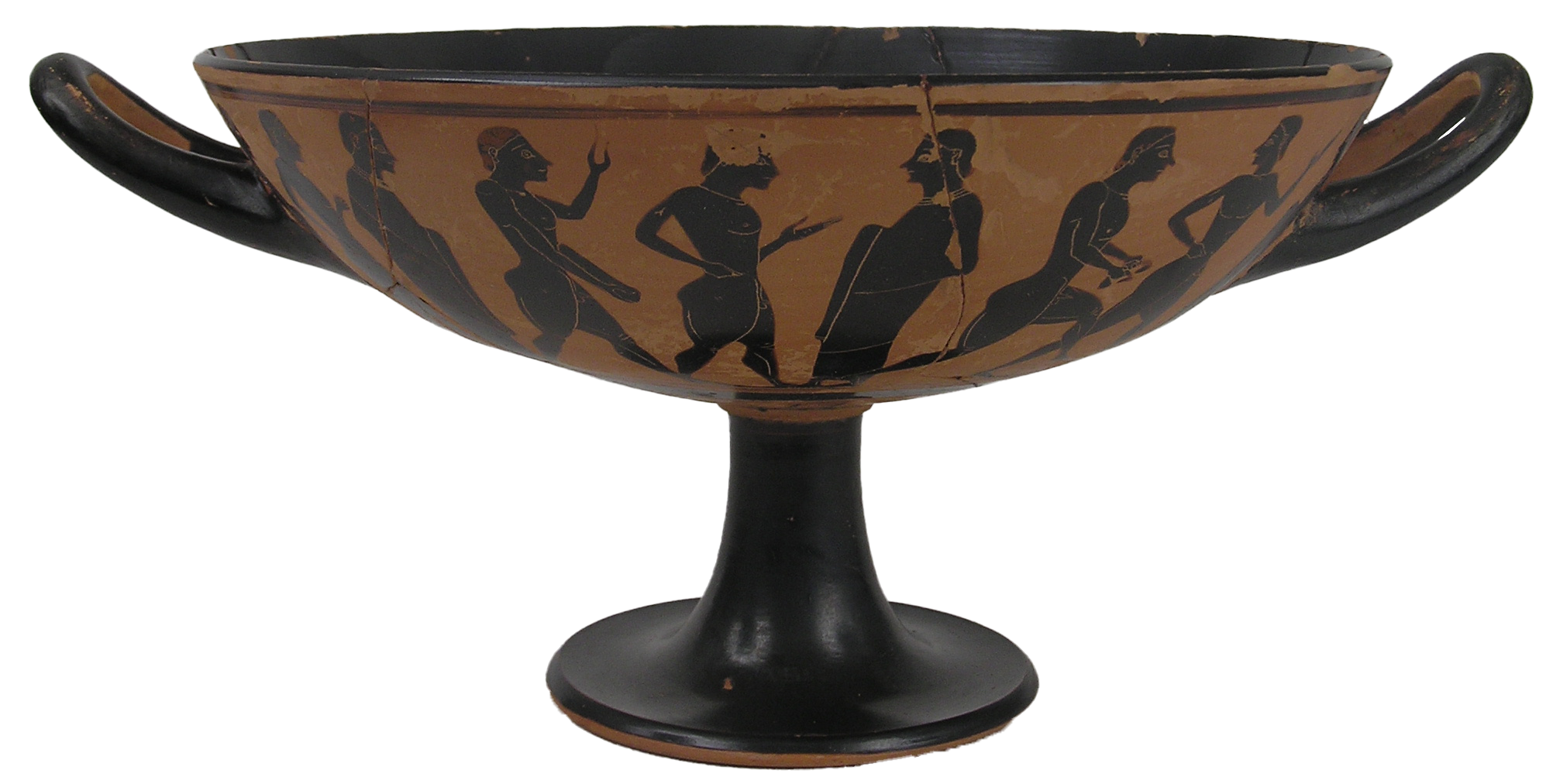 Kylix attique à figures noires avec représentation d’athlètes