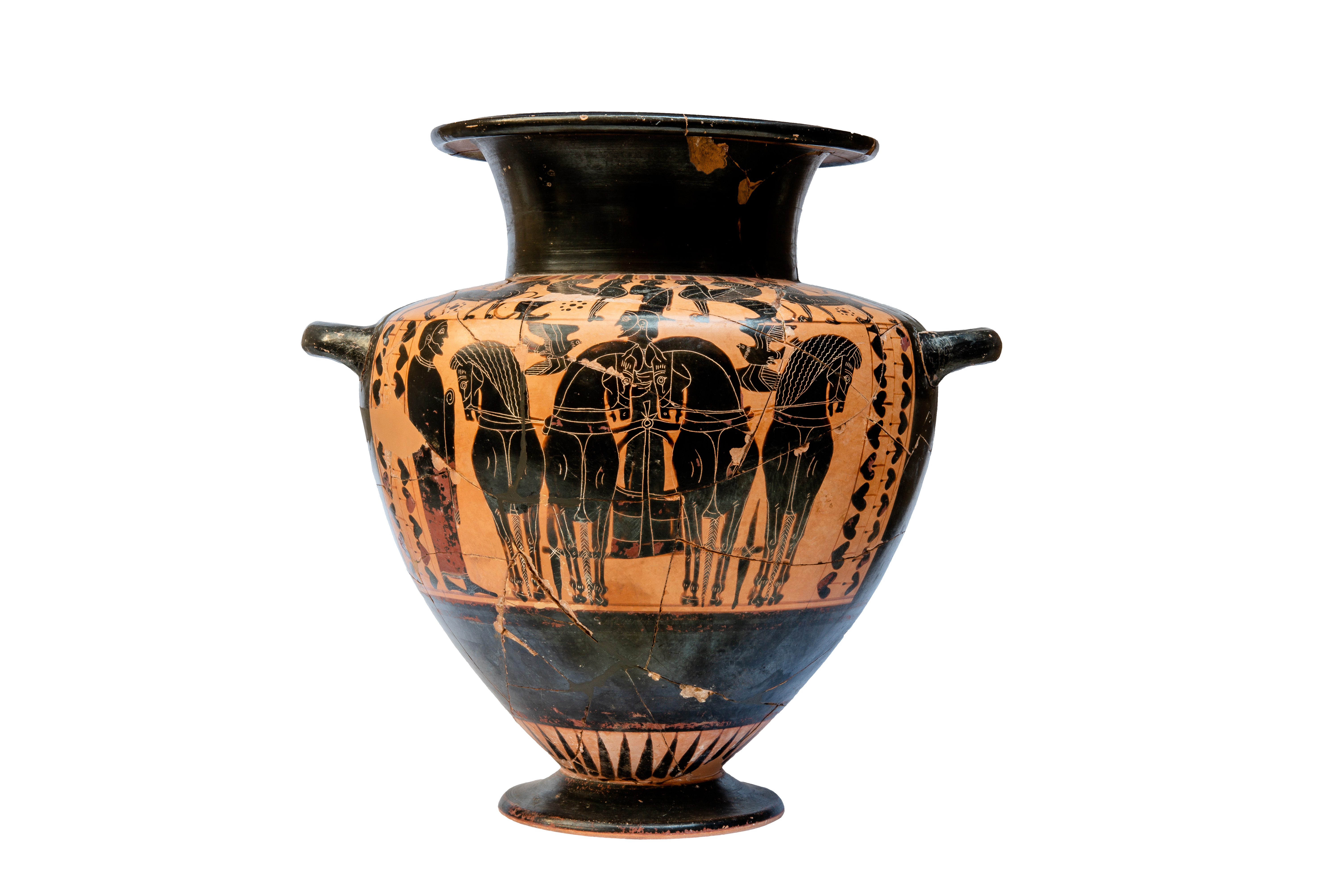 Black-figure hydria depicting a chariot