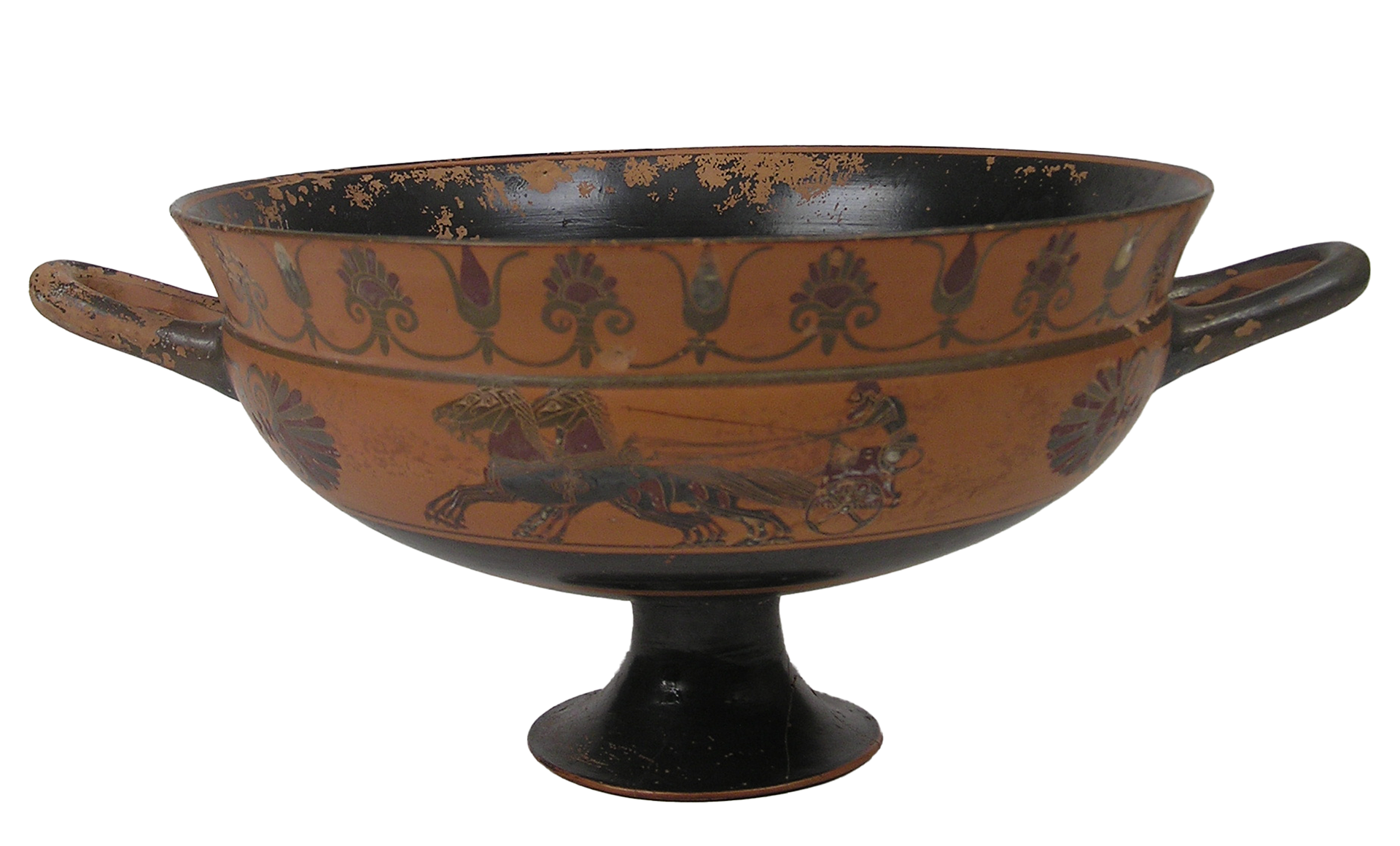 Attic black-figure cup depicting a chariot race