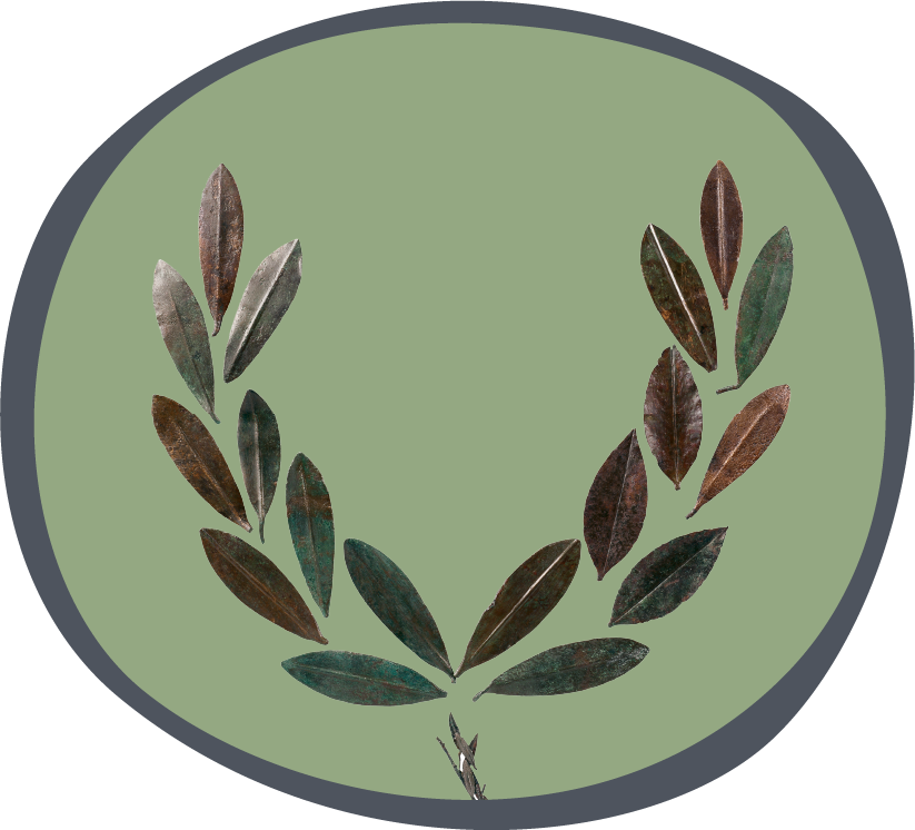 Bronze wreath with leaves and part of an olive branch