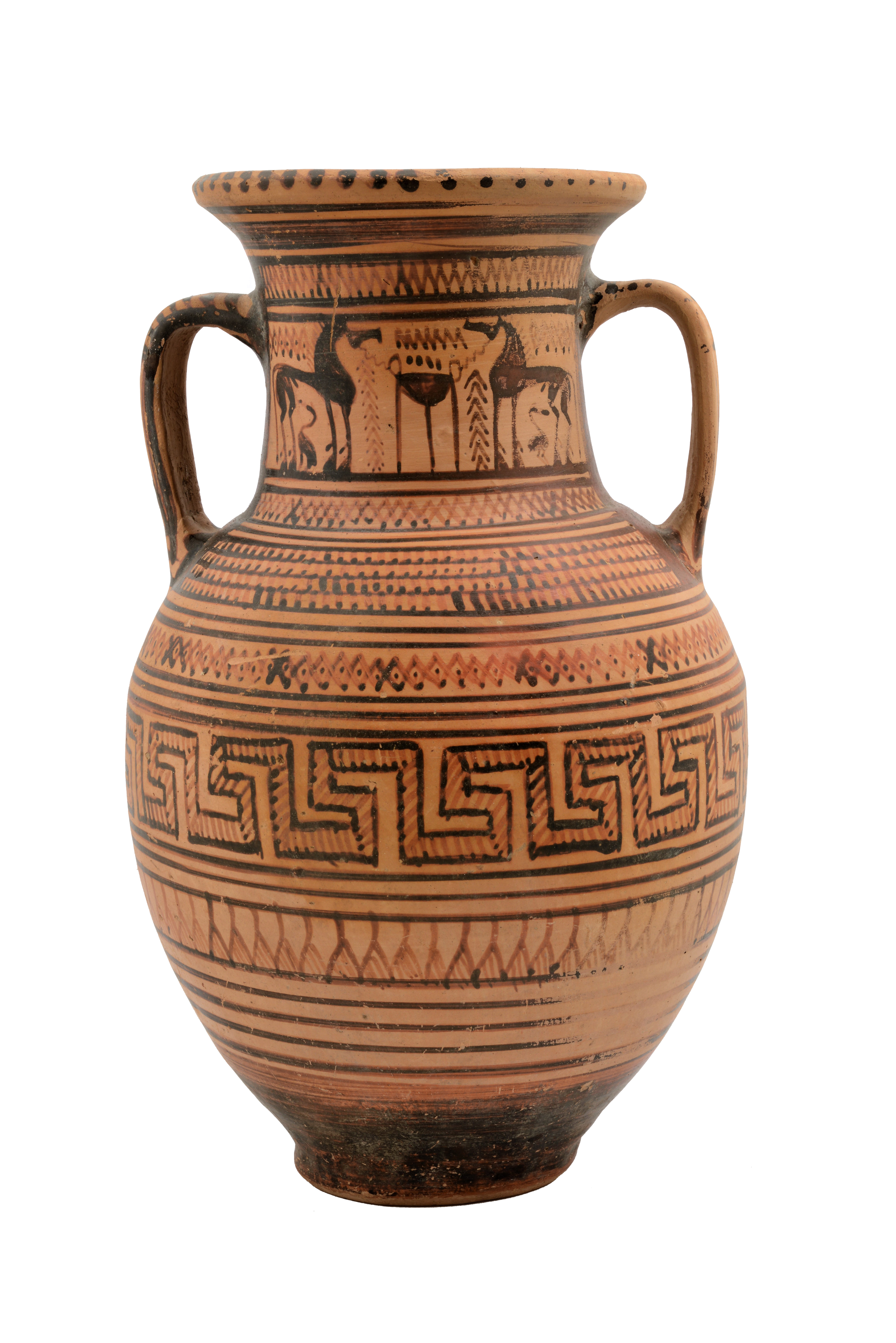 Attic amphora with horses and tripod