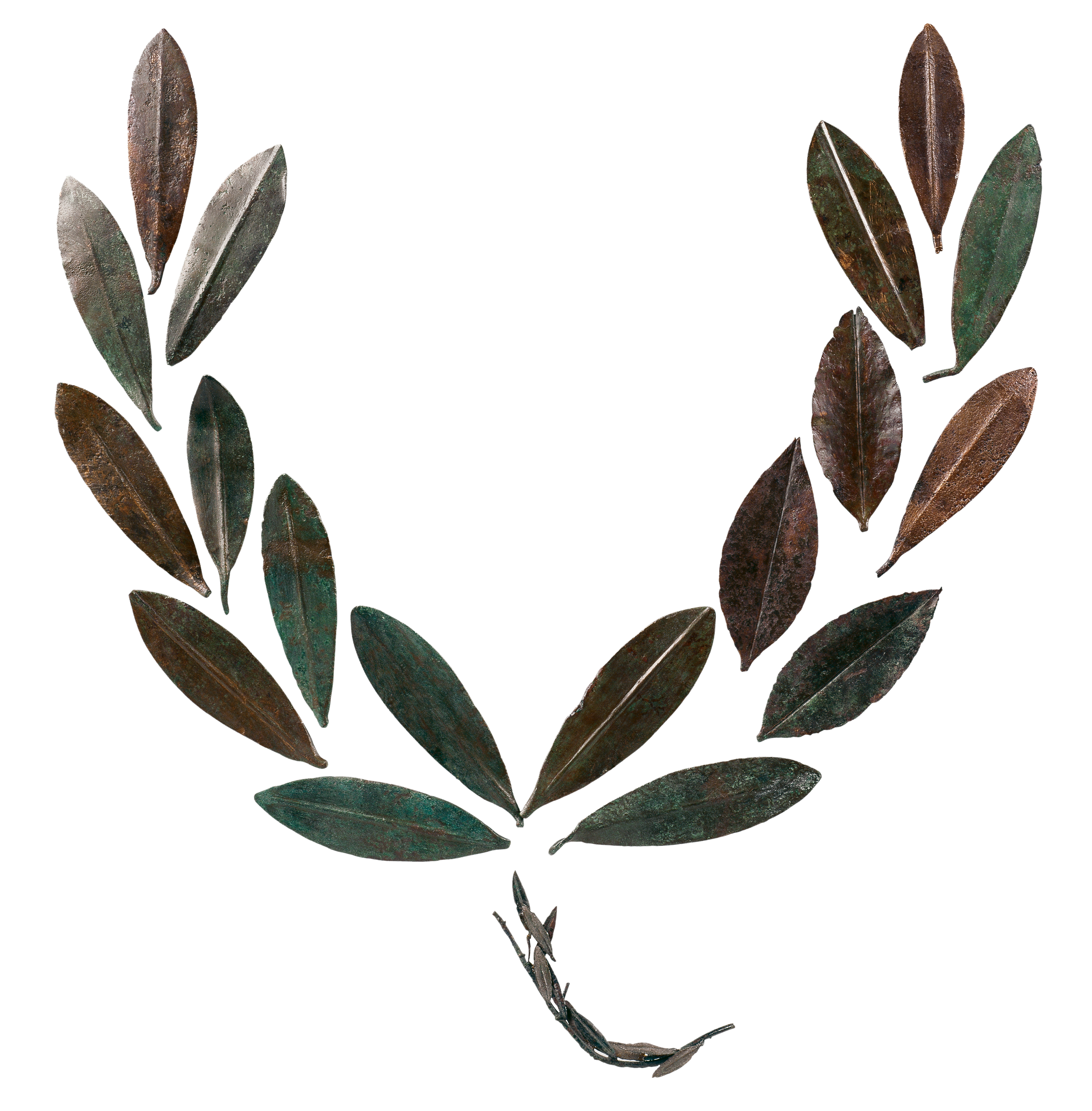 Bronze wreath with leaves and part of an olive branch