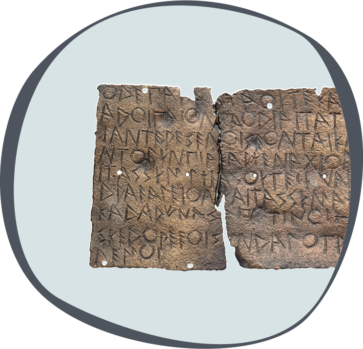 Bronze plaque inscribed with a fragmentary text related to the rules of the Olympic Games