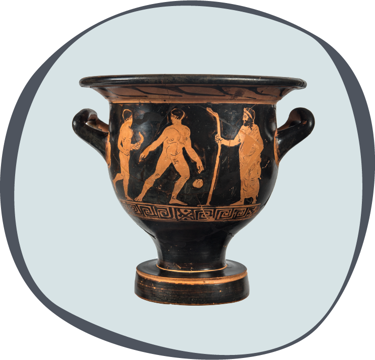 Attic red-figure bell krater depicting scenes from the palaestra