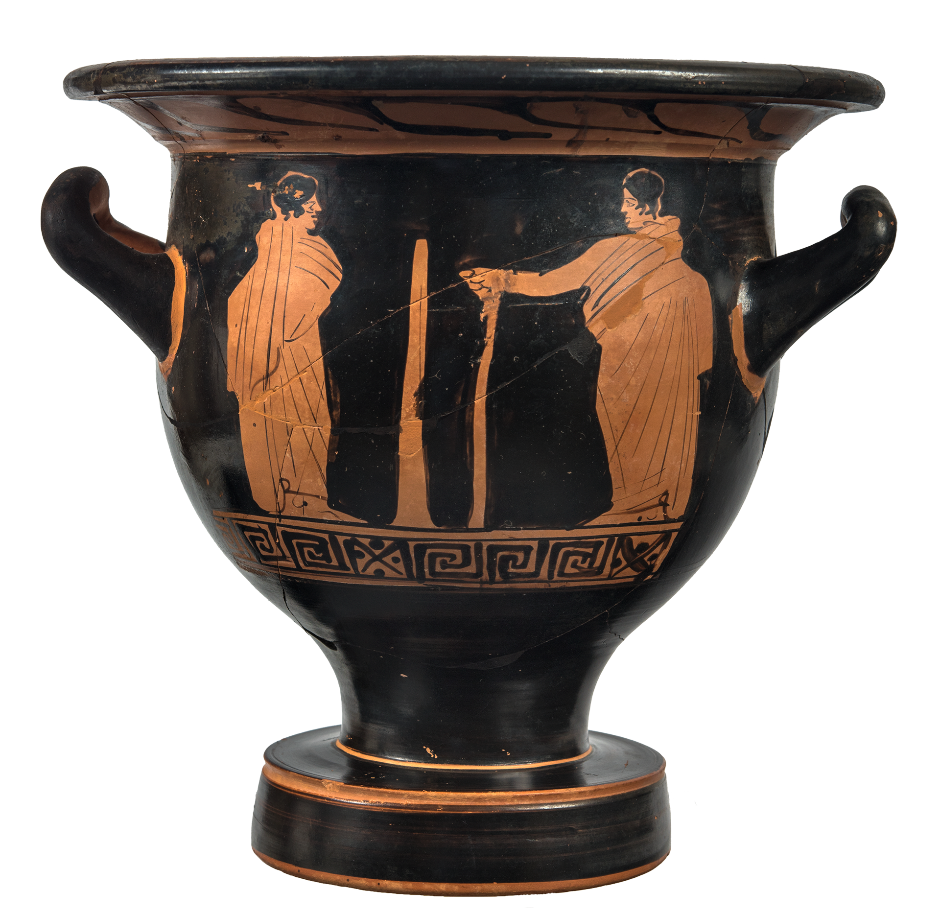 Attic red-figure bell krater depicting scenes from the palaestra