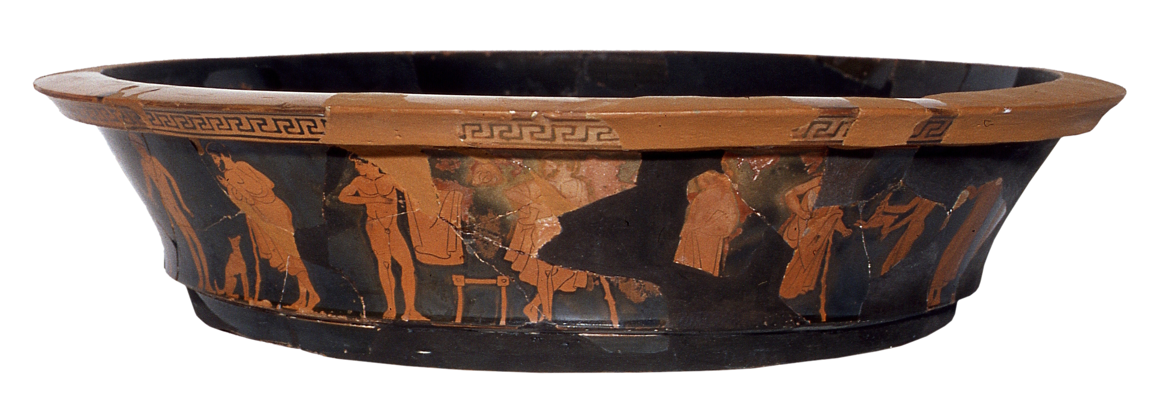 Neck and rim of an attic red-figure volute krater with a palaestra scene